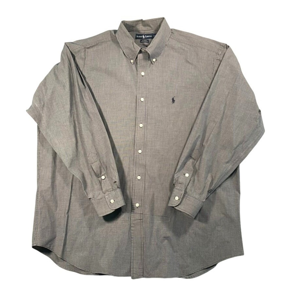 Ralph‎ Lauren Blaire Shirt Mens XL Navy White Gingham Micro Check LS Pony Preppy